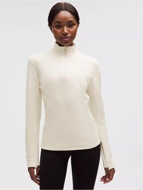NWT Lululemon Waffle Knit Half-Zip Long Sleeve in Light Ivory
